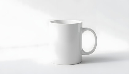 Obraz premium White mug mockup isolated with white highlights, png