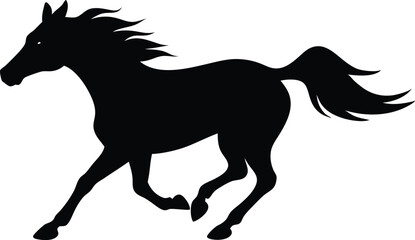 silhouette of a running horse, horse silhouette icon vector illustration