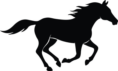 silhouette of a running horse, horse silhouette icon vector illustration