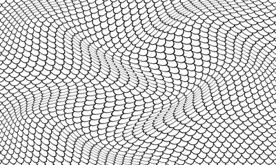 abstract black outline small fish scale wave pattern.