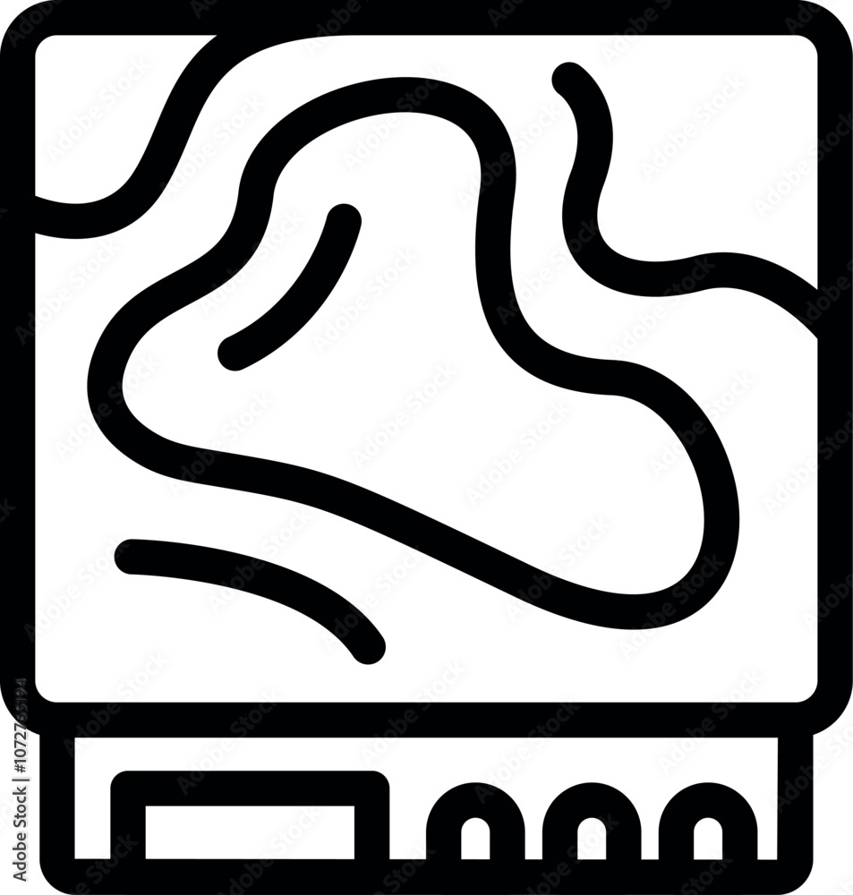 Poster electronic printed circuit board displaying abstract topography lines, representing a concept of hei