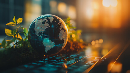 Naklejka premium Financial charts show a significant increase in profits in the stock market. This is driven by higher interest rates and continued growth. In the innovation world of financial investment, finance