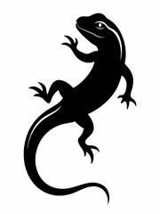 Black silhouette lizard tattoo vector illustration on a white background