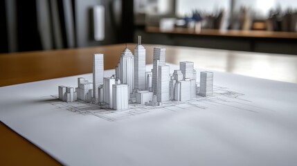Architects create detailed cityscape models on paper to inspire innovative urban design