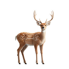 Obraz premium A Majestic Deer Stands Proudly, Showcasing Its Beautiful Antlers and Unique Spots Against a Solid Background, Embodying Nature's Splendor and Grace.