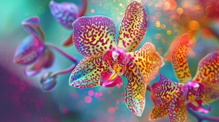 Exotic Orchid in Vivid Colors and Intricate Petals