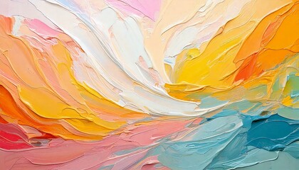 抽象、アート、ペインティング、油絵、カラフル、テクスチャ、絵の具、キャンバス、鮮やか、ブラシストローク、アクリル、厚塗り、明るい、グラデーション、アート背景、クリーム色、暖色、芸術的、創造性