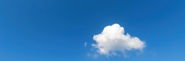 A serene blue sky with a single, puffy white cloud drifting lazily across the horizon, weather, natural scenery, cloud formations
