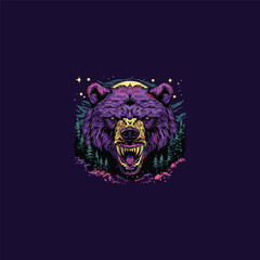 Fototapeta premium Head bear angry logo design vector artwork