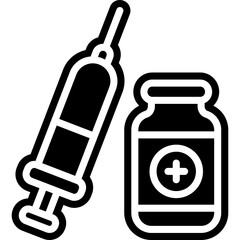 Syringe And Vaccine Glyph Icon Design Vector