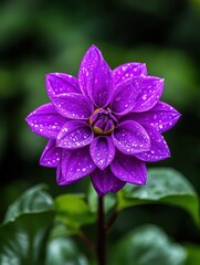 Explore the stunning beauty of a purple flower with raindrops nature's vibrant masterpiece