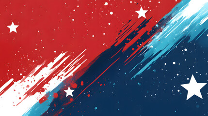 Abstract red and blue diagonal designs with white stars and dynamic visuals.Abstract red and blue diagonal designs with white stars and dynamic visuals.