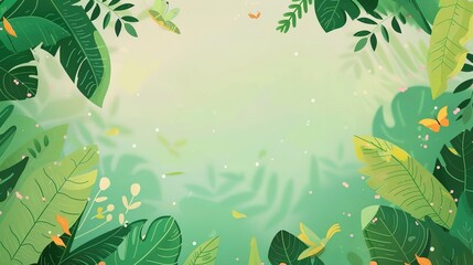 Vibrant Cartoon Summer Green Background Picture: A Refreshing Escape