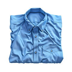 Folded blue shirt on white background