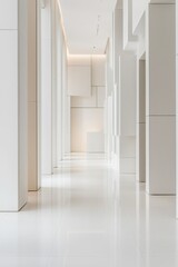 Fototapeta premium Minimalist White Corridor in Modern Building.