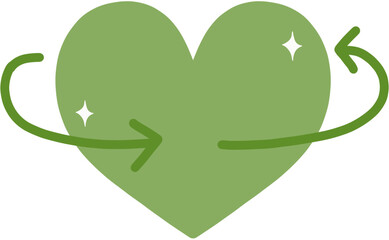 Green color heart shaped with arrow around it