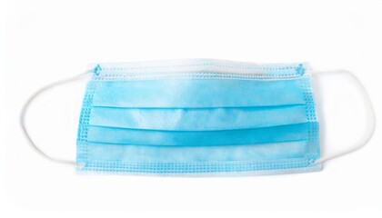 Fototapeta premium Surgical Mask on White Background Isolated. Full Shot of Medical Devices.