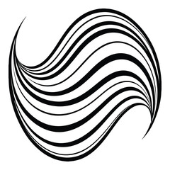 Abstract Waves Shape Black and White Line Art Vector