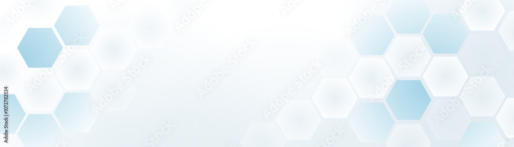 Poster Soft Abstract Hexagonal Background with Light Blue and White Gradient