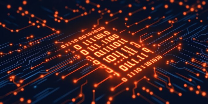 Bright Digital Background with Data Lines and Code