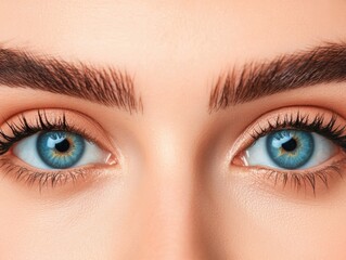 Obraz premium Close-Up of Bright Blue Woman's Eyes