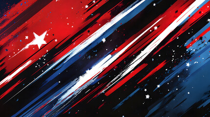 Abstract red and blue diagonal designs with white stars and dynamic visuals.Abstract red and blue diagonal designs with white stars and dynamic visuals.