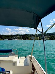 Lake view in the mountains on a boat, Austria