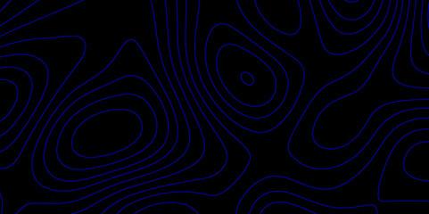 Topographic map blue lines futuristic landscape black background abstract vector illustration geographic map grid, contour lines map seamless pattern geographic mountain relief seamless line map.
