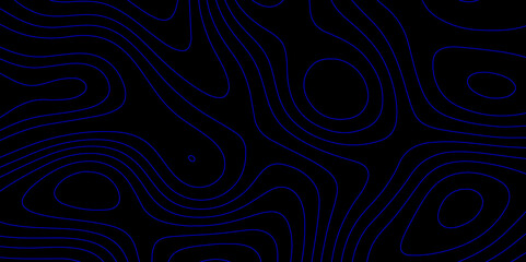 Topographic map blue lines futuristic landscape black background abstract vector illustration geographic map grid, contour lines map seamless pattern geographic mountain relief seamless line map.