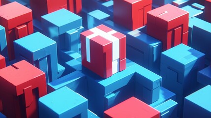 Obraz premium Maze with Goods as Path Markers, Inventory Routes