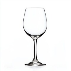 Elegant empty wine glass on white background.