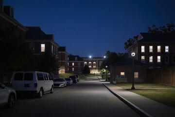 Georgian Architecture Style. Buildings at night.