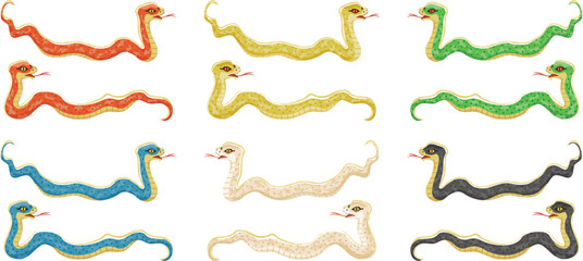 巳年の蛇のイラストセット