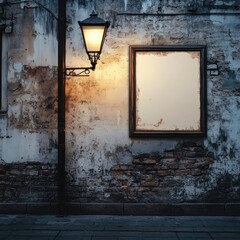 Photo of an event poster mockup displayed on a city wall featuring a weathered texture, illuminated by soft street lighting and high contrast colors, creating a raw and energetic aesthetic