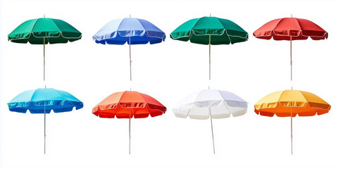 Obraz premium Set of colorful beach umbrella isolated on white background