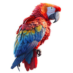 Obraz premium Isolated Scarlet Macaw Parrot on White Background for Exotic Bird Presentation