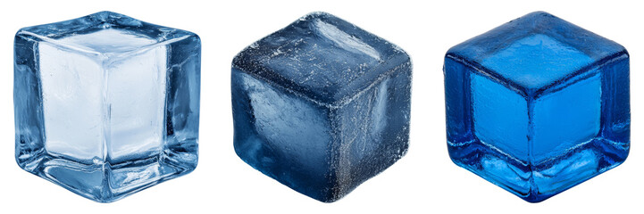 A Close-Up Exploration of Ice Cubes in Various Shades and Textures for Culinary Aesthetics