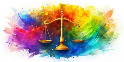 Stylish Libra zodiac artwork adorned with vibrant brush strokes, ideal for astrological lovers who appreciate decorative elements that embody grace, harmony, and celestial elegance.