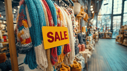 Obraz premium A cozy display of colorful scarves with a prominent 