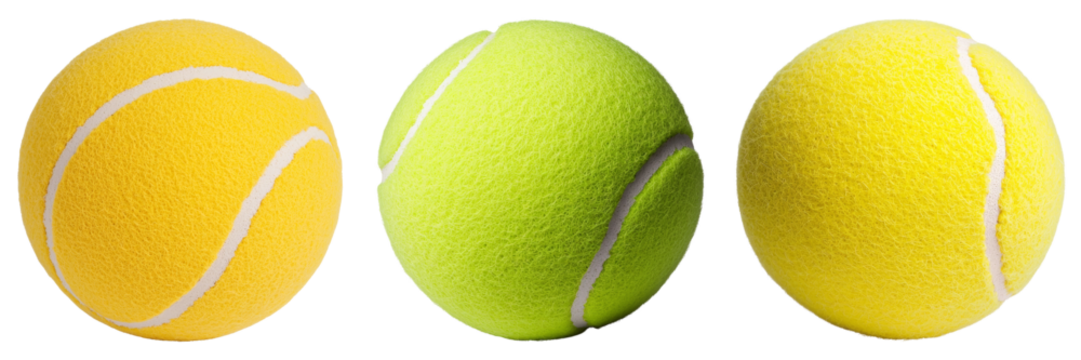 Vibrant Tennis Balls Showcasing Distinctive Colors and Textures on a Black Background