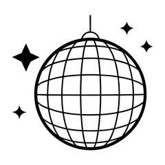 Disco ball vector icon set black filled and outlined style