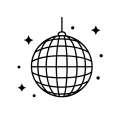 Disco ball vector icon set black filled and outlined style