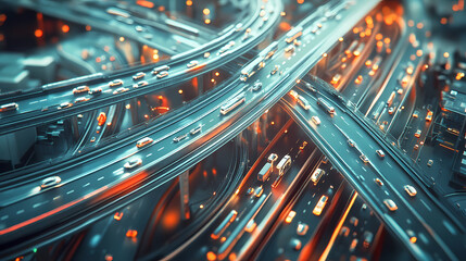 A stunning cg 3d aerial view of a futuristic transportation network. Utopia. Illustration
