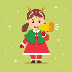 Cute girl wearing santa clause costum