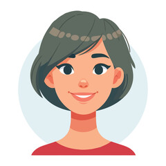 Happy woman portrait flat cartoon Vector illustration