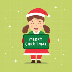 Cute girl wearing santa clause costum