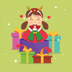 Girl wearing santa clause costum