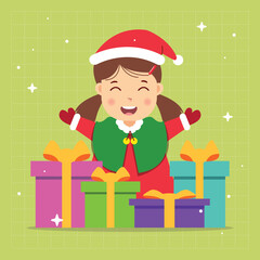 Cute girl wearing santa clause costum