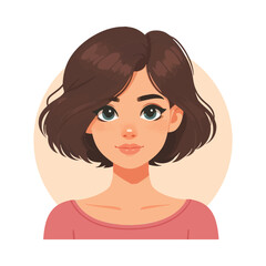 Happy woman portrait flat cartoon Vector illustration