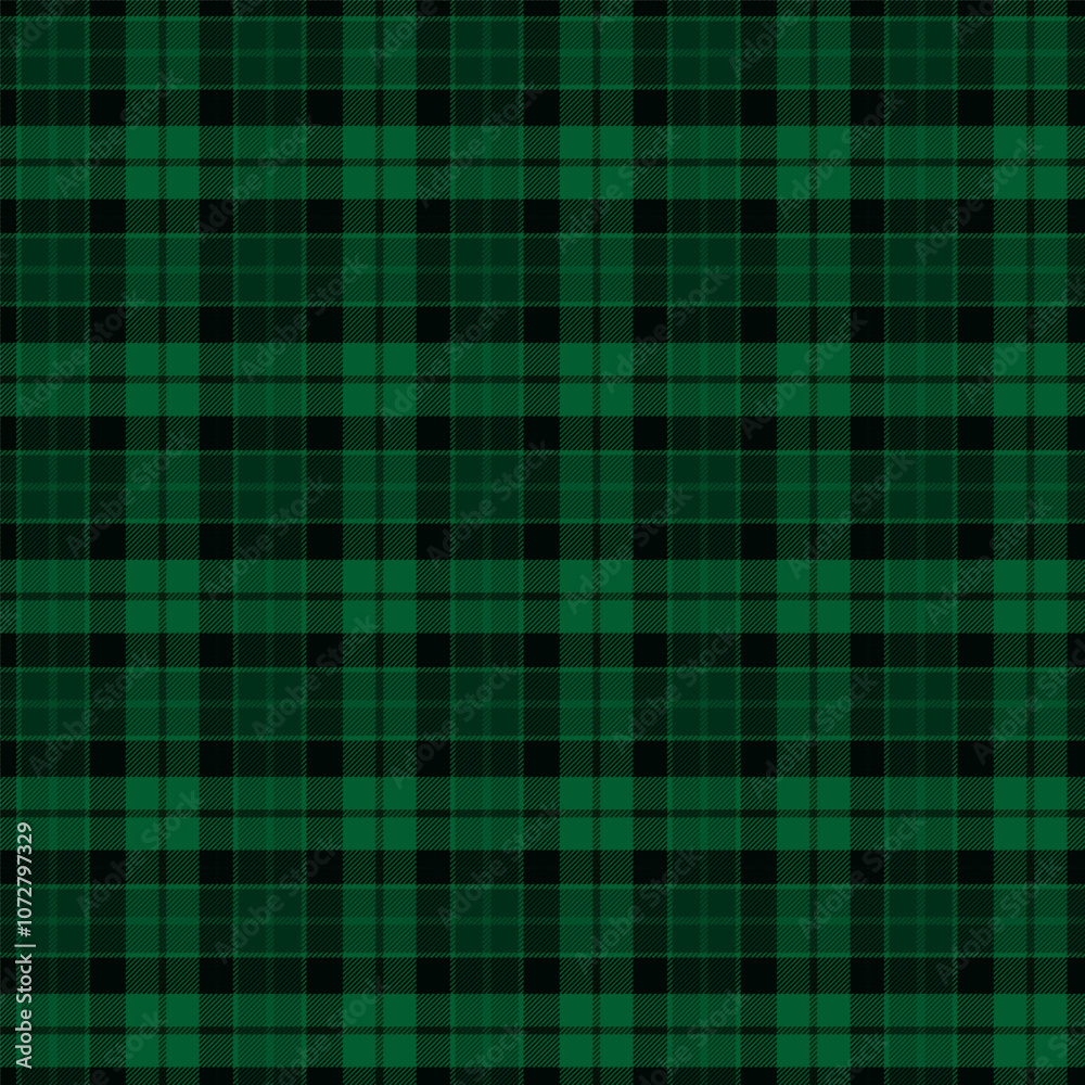 Poster plaid with twill weave repeat pattern.checkered tartan gingham seamless pattern in green and black.g